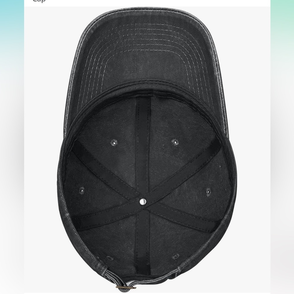 NWOT Vintage 1973 Distressed Black Baseball Cap w/Sliding Adjustable 100% Cotton - Picture 6 of 6
